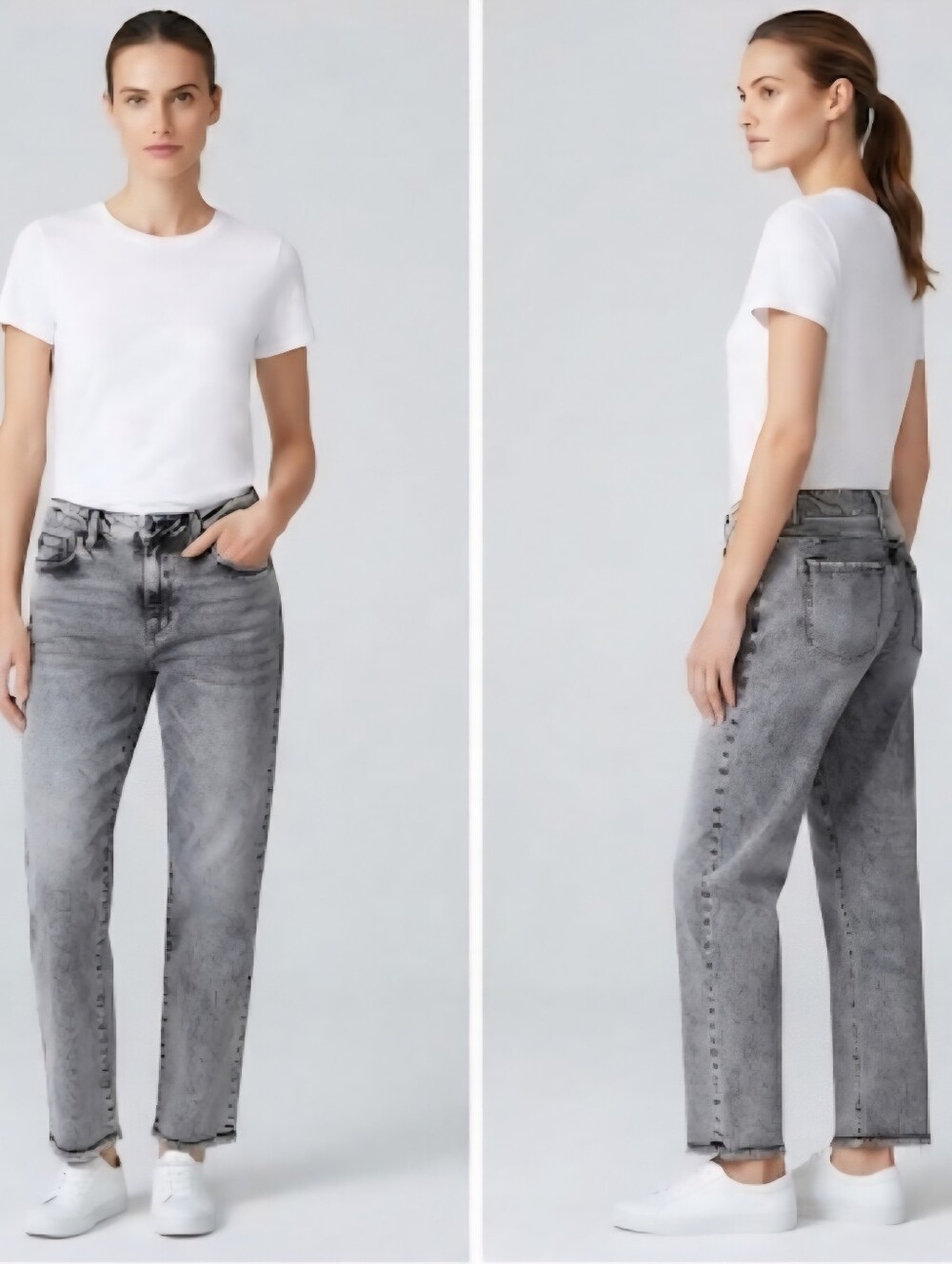 CAbi Jeans Acid Smoke Wash 100% Boyfriend Relaxed Fit Denim 4329 Fray Hem Size 2